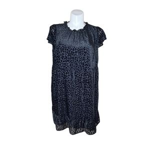 LANE BRYANT PLUS Black Velvet Leopard Print Short Sleeve Dress Size 18